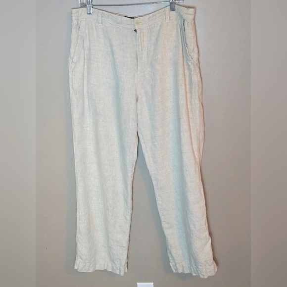 Men's Vintage Y2K Old Navy 100% Linen Minimalist Wide Leg Coastal Pants, 34x30 - Picture 1 of 6